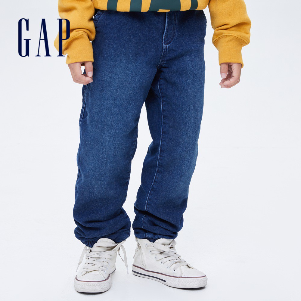 Gap 男童裝 刷毛束口牛仔褲-深色水洗(708016)