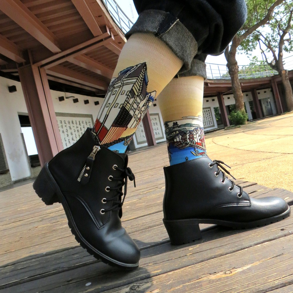 【台灣製造】江戶 日本橋 富士山 浮世繪 版畫 日本襪子 襪子 綿襪 日本名畫 名畫襪 針織襪 藝術襪 長襪 中筒襪