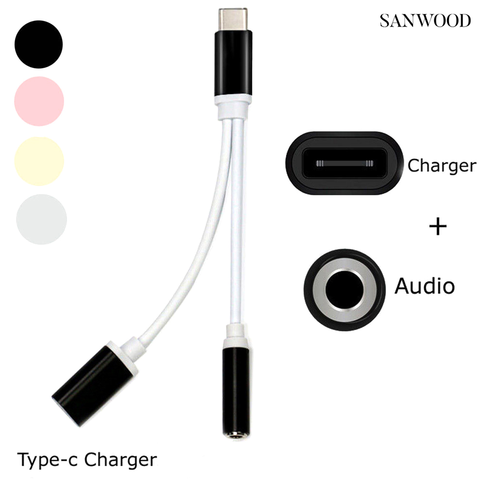 DOONJIEY  USB TYPE-C轉3.5線TYPE-C音頻耳機線TYPE-C電話适配器充電  黑/銀/金/玫瑰金