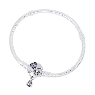 Pandora 潘朵拉 花朵瓢蟲粉紫鋯石扣頭 蛇鍊 純銀手鍊手環 專櫃正品 17公分 17CM 全新 限量 絕版