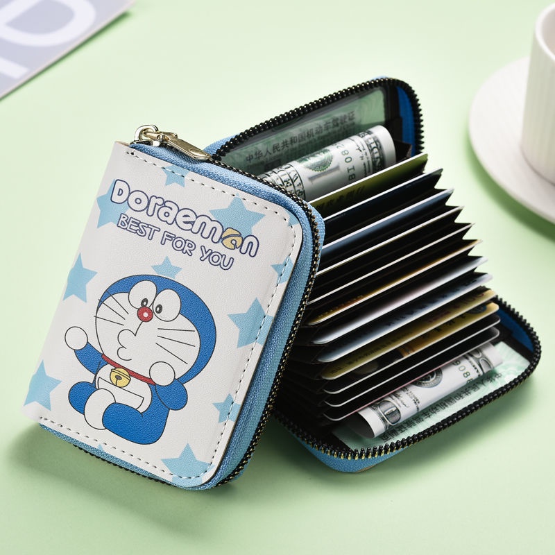 新款哆啦A夢卡包可愛卡通叮噹貓零錢包男女版藍胖子防消卡夾套多功能拉煉證件卡片包