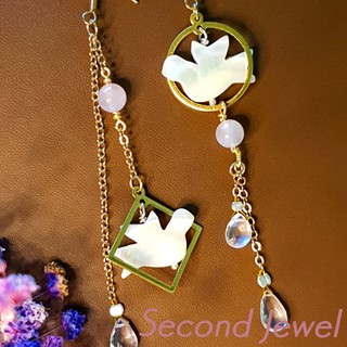 Second Jewel - 貝殼 粉晶 粉摩根 水晶 耳環