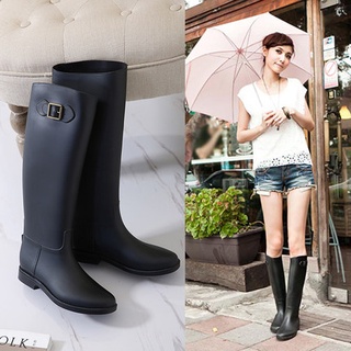 韓國春秋時尚高筒套鞋雨靴平跟長筒水鞋騎士馬靴雨鞋