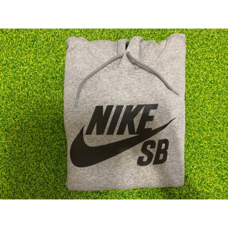  5折 NIKE SB ICON HOODIE 大LOGO 灰 刷毛 帽T AJ9734-063