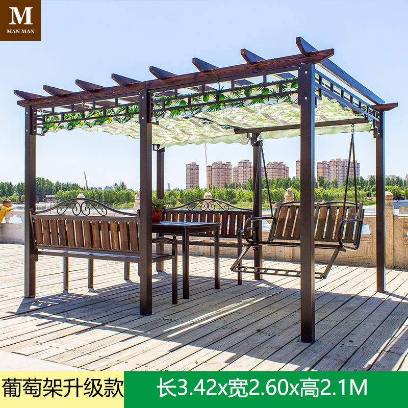 葡萄架涼亭防腐木庭院花園亭子花架別墅休閑爬藤陽臺花架樓頂包郵 蝦皮購物