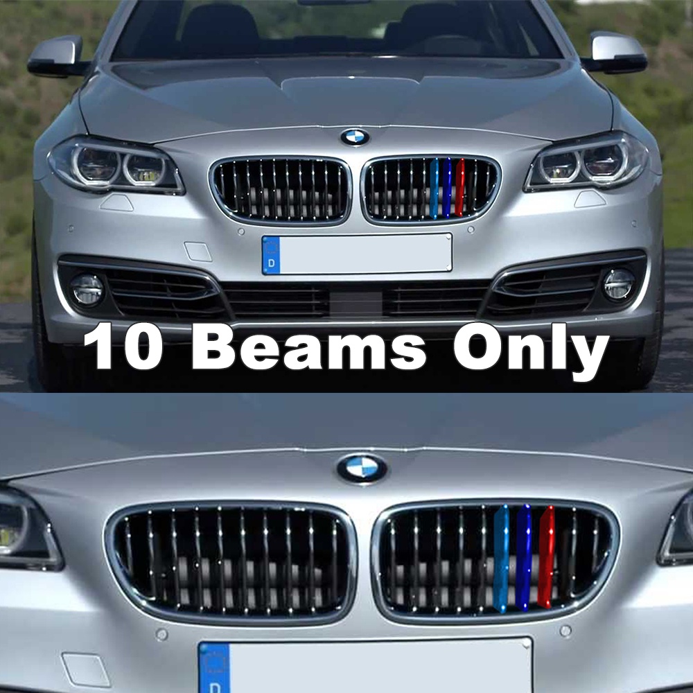 現貨 抗UV烤漆 @ BMW 5系列  F10 / F11 三色飾條 水箱罩 三色條 寶馬改裝 鼻頭卡扣式三色條