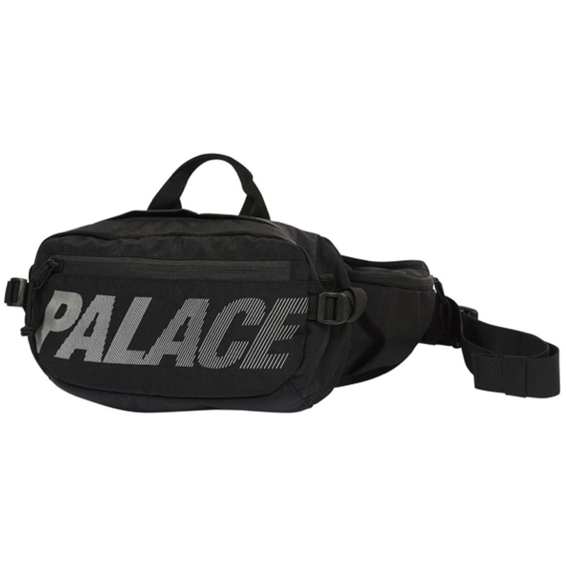 『球鞋瘋』PALACE BUN SACK BAG 黑色 腰包 隨身包 側背包 容量大 字體 三角形 Logo