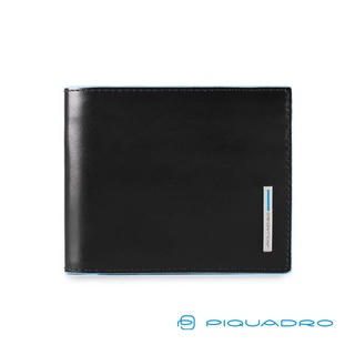 [義大利 Piquadro] 真皮男仕證件短夾 6卡 Blue Square系列 黑色 RFID防盜 皮亞諾官方直營店