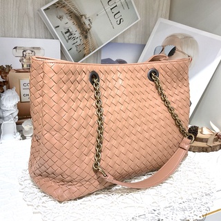 二手旗艦 BOTTEGA VENETA 泰奶茶色 羊皮 編織 手提 肩背 兩用包(公益店)13502