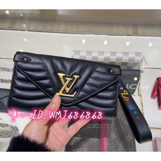 僑伊奢品全球購 Lv M New Wave 长款钱夹vuitton 压花皮革手带條縫黑色小牛皮 蝦皮購物