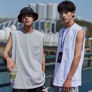 【宅男屋】夏季背心男 外穿百搭 潮流寬鬆ins港風 潮牌嘻哈帥氣 運動坎肩 無袖背心上衣 男生背心 EHT03