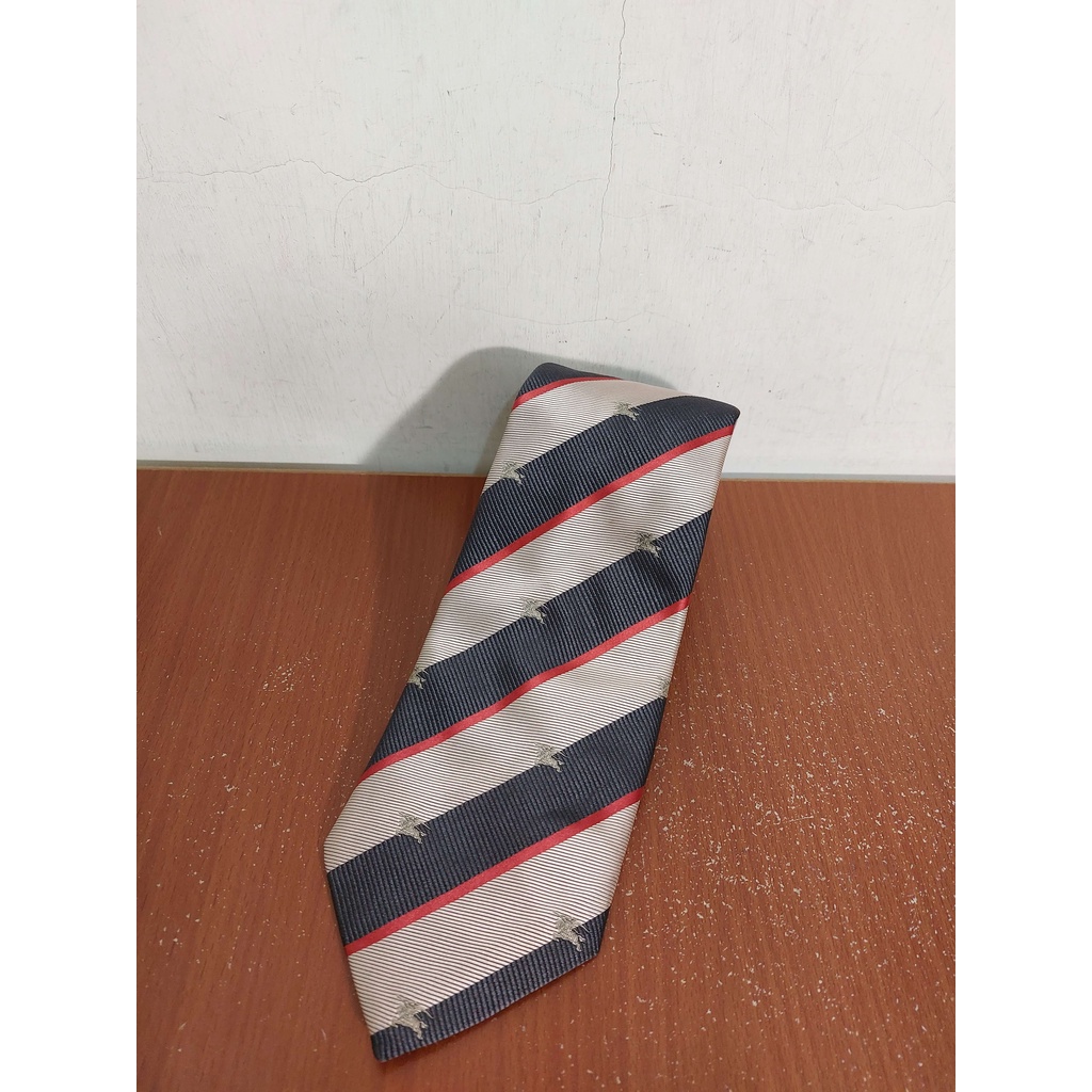 義大利製 Burberry 刺繡 100%真絲 英倫 紳士 領帶