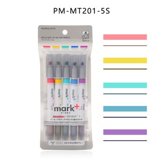 【CHL】KOKUYO 煙灰細頭 + 雙頭螢光筆 五色組 MARK+ 螢光筆 雙頭螢光筆 PM-MT201-5S