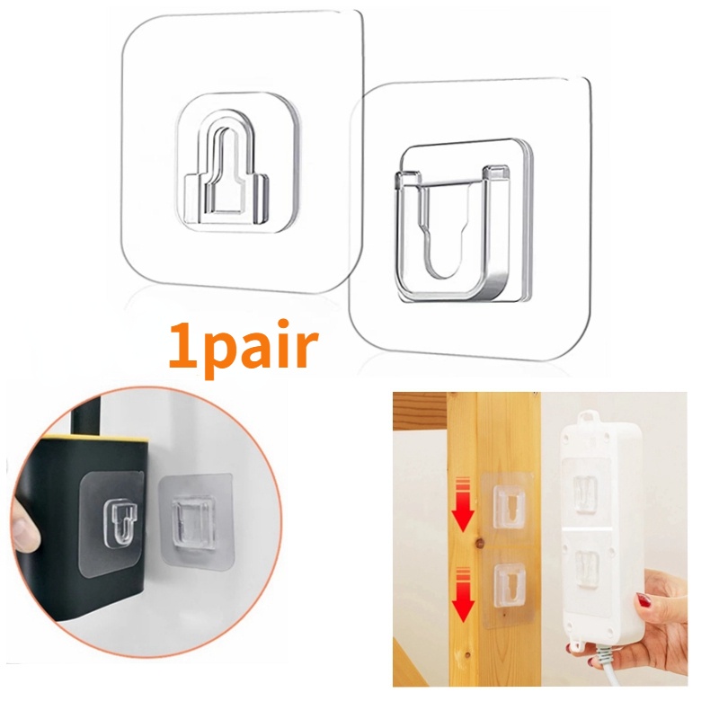 1 對雙面膠牆掛鉤衣架強力透明掛鉤吸盤吸盤牆壁儲物架適用於廚房浴室