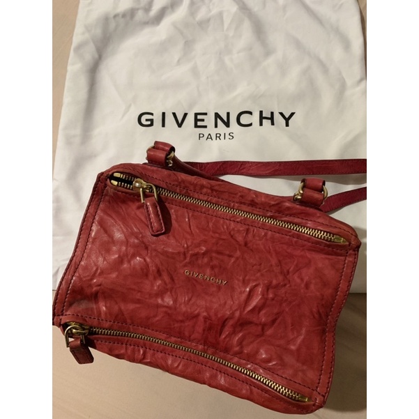 （現貨）保證真品Givenchy 紀梵希桃紅色水洗羊皮 Pandora box 包包