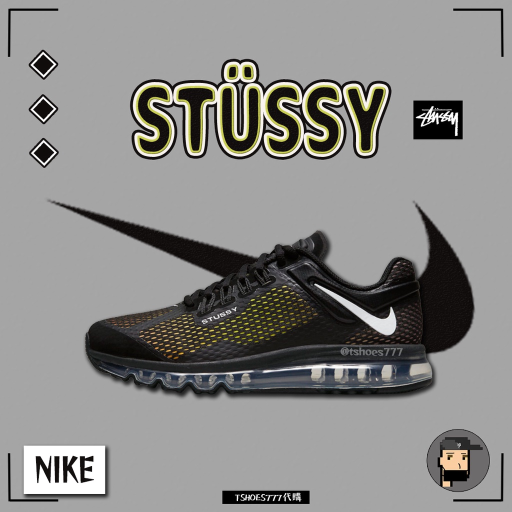 【TShoes777代購】Stussy Nike Air Max 2013 “Black” 黑色 倒勾