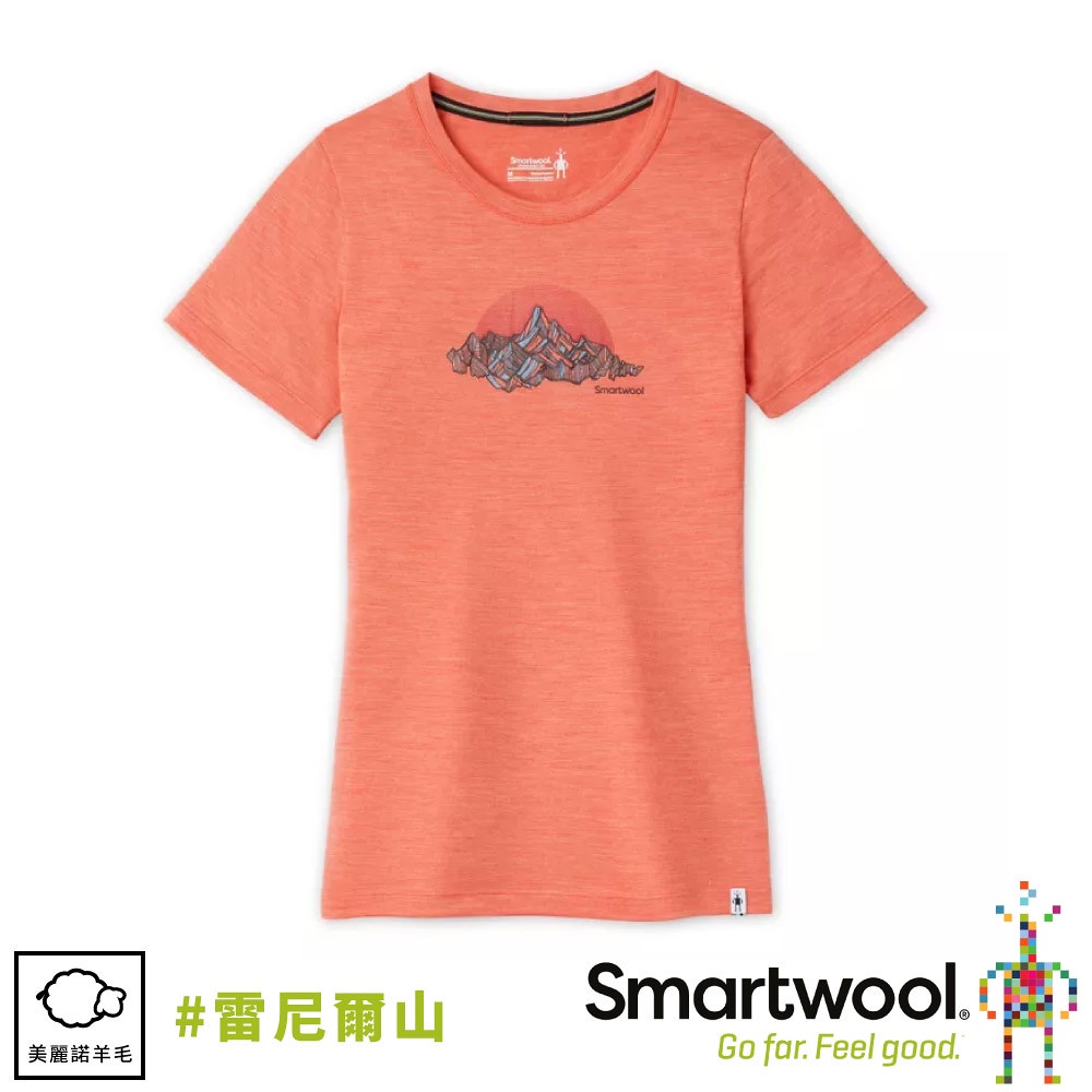 【SmartWool 美國 女 Merino Sport 150 塗鴉短袖T恤《雷尼爾山/珊瑚粉》】SW011508