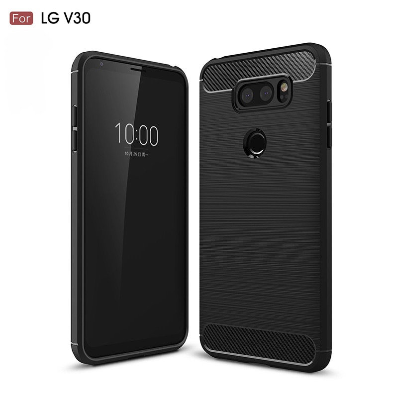 適用於 LG V30 碳纖維手機殼後蓋防震防抖手機殼相機鏡頭超薄軟手機殼保護套