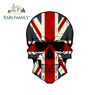 EARLFAMILY 13cm x 8.8cm 適用於英國國旗骷髏汽車貼紙個性動漫貼花防水空調裝飾
