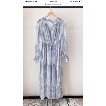 全新轉賣（原價1680元）/W.korea/限量自訂款/透紗雪紡大理石紋罩衫洋裝
