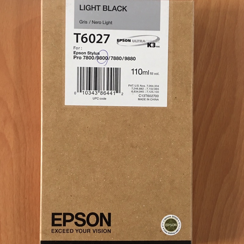 Epson 繪圖機 原廠墨水 T6027 灰色110ml