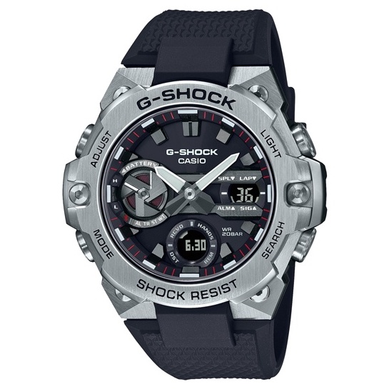 【CASIO】G-SHOCK G-STEEL系列 太陽能藍芽不鏽鋼膠帶運動錶 GST-B400-1A 台灣公司貨