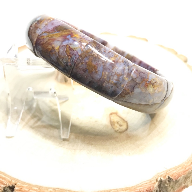 ［收藏家］頂級天然玉質化彼得石手鐲型手排 紫羅蘭色手鐲 16mm/52g