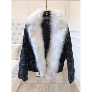 真小羊皮真狐狸毛領羽絨外套 size M