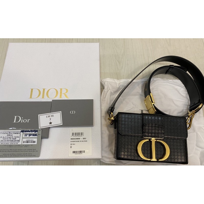 近全新 正品 Dior 30 MONTAIGNE mini bag蒙田包黑色 相機包 藤格紋 小牛皮