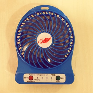 三段式強風USB充電風扇 迷你風扇 充電扇 隨身風扇 口袋風扇 迷你風扇 芭蕉扇 (藍)