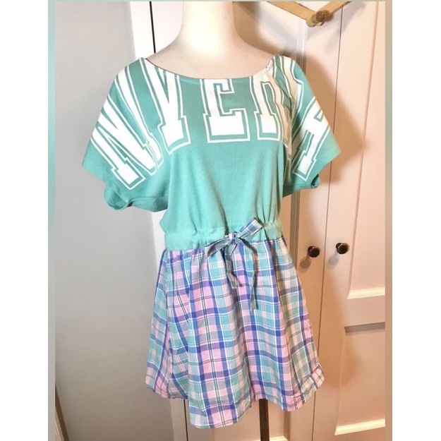 Girl’s Monday ✨全新甜美短洋裝 湖水綠 格紋裙 短袖 二手衣服