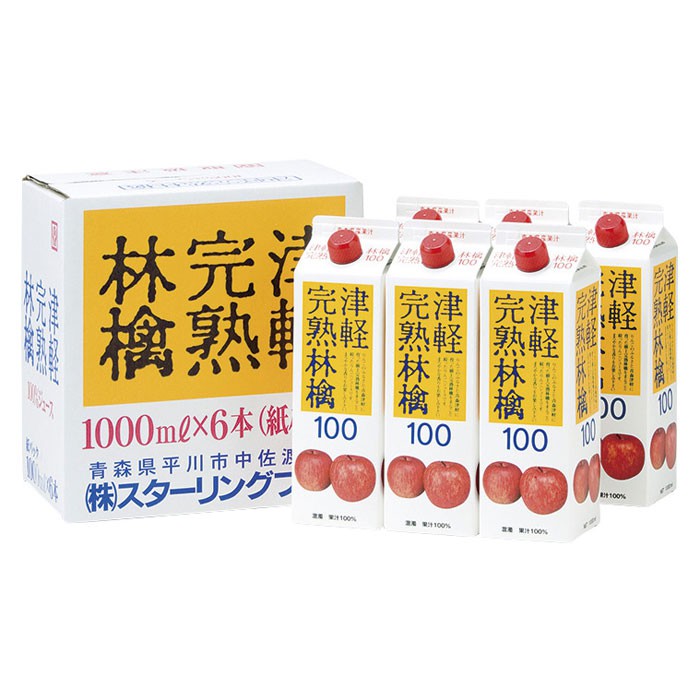 ❤日本美味屋❤津輕完熟蘋果汁(1L x 6罐)(紙盒包裝)(賞味期2021-04)