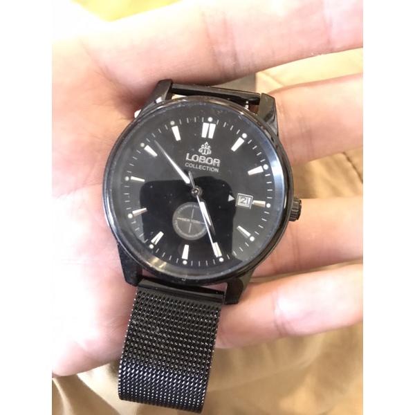[9成新]香港品牌 LOBOR NEW YORK HOUSTON MESH 40MM 紐約時尚男錶 機械錶 黑色