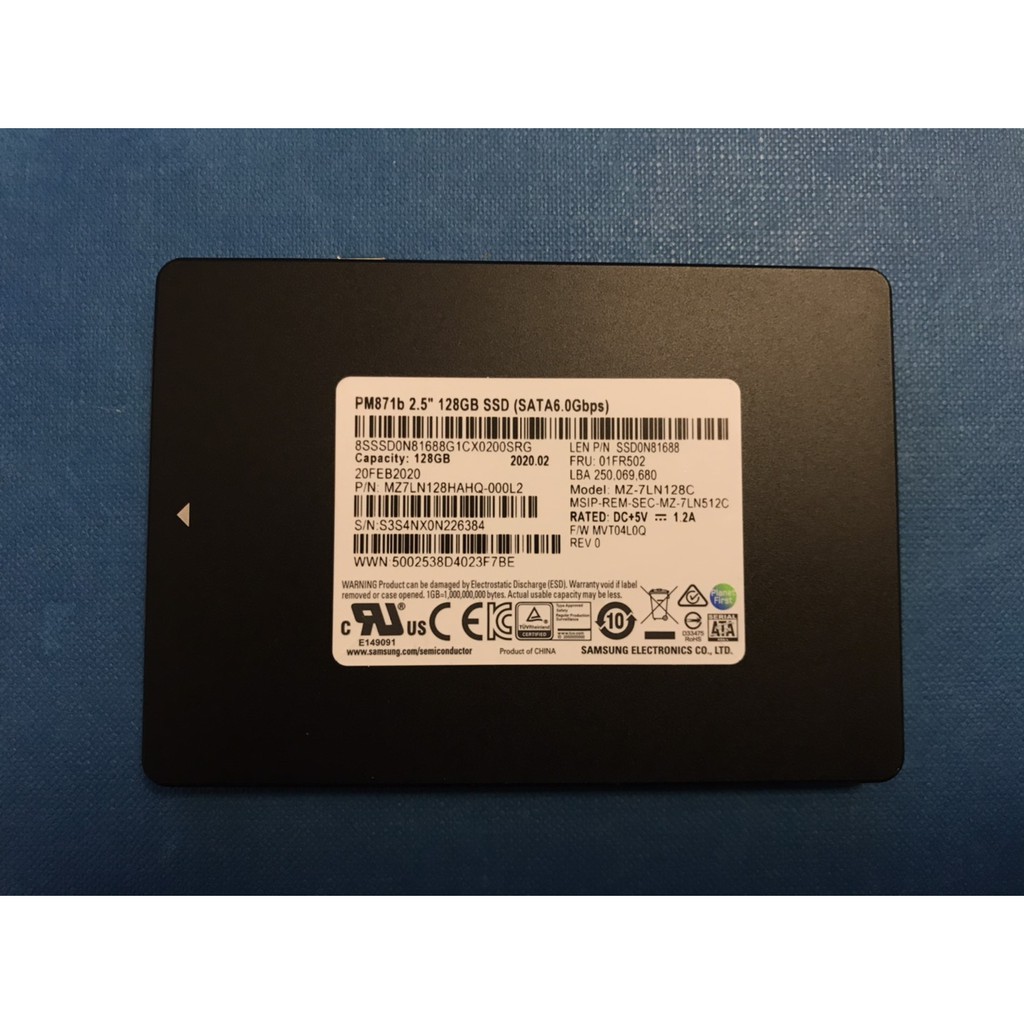 三星 Samsung PM871b 2.5" 128G SSD (SATA 6.0G) 固態硬碟