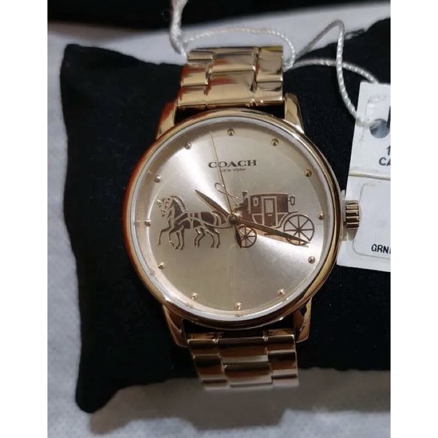 【限時折扣預購】COACH 美國代購🇺🇸 經典馬車手錶 36mm 女款 手錶 精品手錶 玫瑰金 金 米蘭錶帶