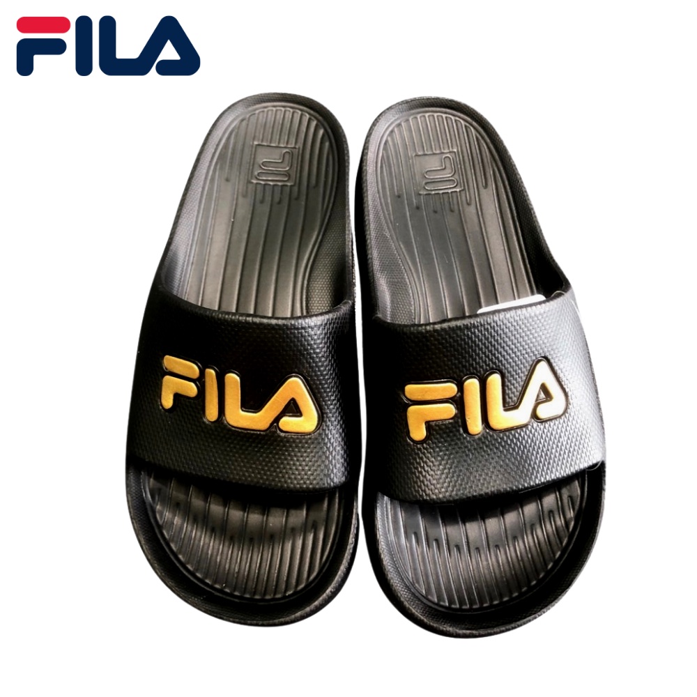 FILA  男女 運動拖鞋 可碰水 一體成形 休閒鞋 室內室外 黑 運動達人