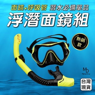 【急速出貨】浮潛面鏡呼吸管組 潛水裝備 全乾式呼吸管 潛水面罩 兒童 大人 防水 防霧 浮潛鏡套組
