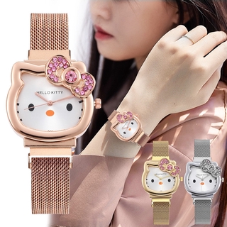 Hello Kitty手錶 可愛女錶 不鏽鋼錶帶 卡通表可愛 石英錶 鋼帶女錶 女學生手錶 兒童錶 女生禮物 兒童禮物