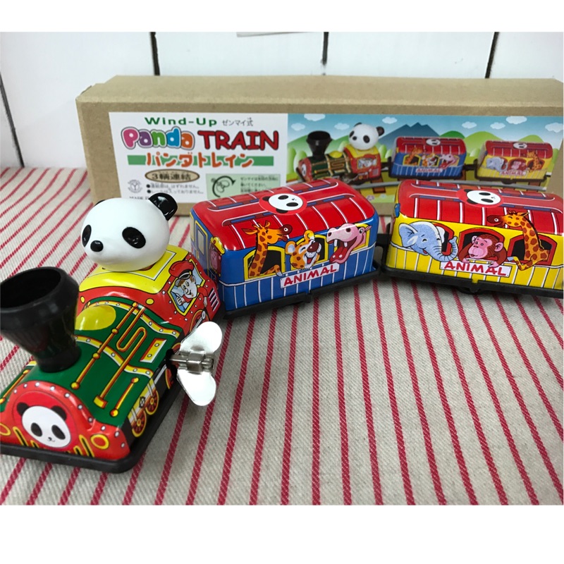 昭和復刻 日本製發條玩具 熊車長的熊貓動物園火車 Panda Train 公仔玩具 兒童玩具 昭和復古風小火車 動物園 蝦皮購物