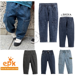 媽咪家 F044率性牛仔褲 epk 中大童 牛仔 長褲 帥氣 水洗 彈性 牛仔布 中性 帥氣 百搭 休閒褲 90~160