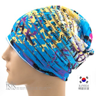 KURO-SHOP韓國進口 免綁 藍色 TLAK印花 透氣材質 魔術頭巾、口罩、圍巾