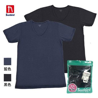 【足美樂襪品】(台灣製)男條紋吸排v領短袖內衣 尺寸:M.L.XL