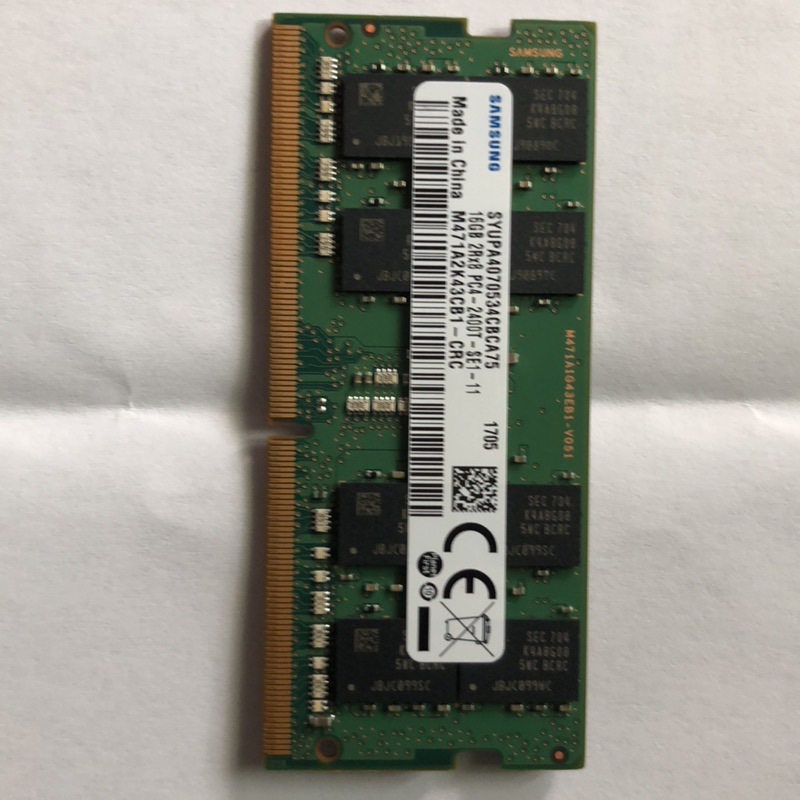 DDR4 2400 16GB 三星原廠筆記型電腦記憶體