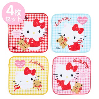筆自慢殿堂 日本 sanrio 三麗鷗 純棉 小方巾 純棉毛巾 手帕 16cm 4入組 Kitty Melody 大耳狗