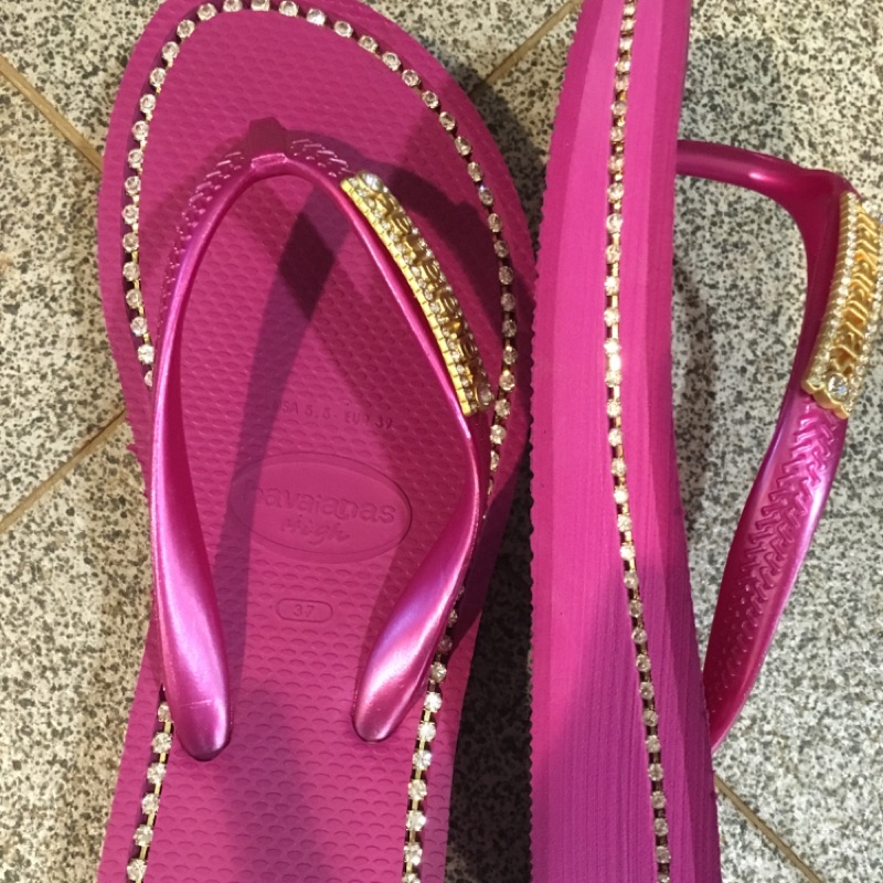 小厚底/正面&amp;側面鑲鑽/HAVAIANAS巴西拖鞋