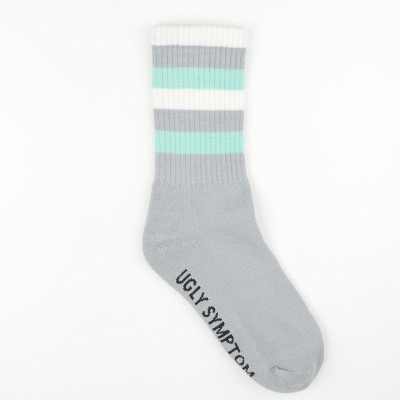 Ugly Symptom Socks 復古 條紋襪  中筒襪 灰色