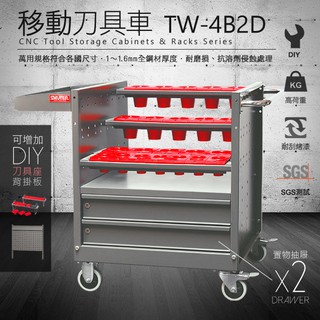 【Industry工業】 專業型刀具車 TW-4B2D 刀具座28格 2置物抽屜 電動工具 空油壓器材 焊接器材