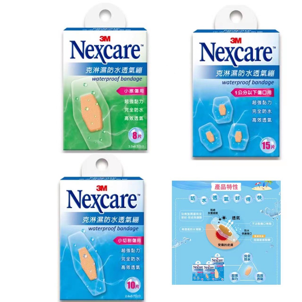 3M Nexcare 克淋濕 防水透氣繃 8片/10片/15片/5片 膝蓋與手肘專用, OK繃 3M克淋濕防水透氣繃,