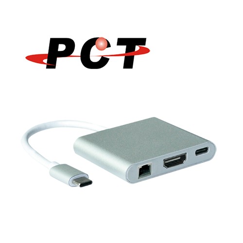 USB type-C 轉 HDMI/ USB 3.0/ RJ45/ USB-C(資料傳輸 &amp; 充電)轉接線(UHC304