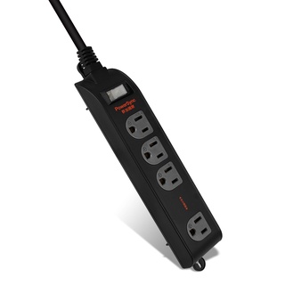 群加 PowerSync 3P 1開4插加大距離防雷擊延長線(固定掛孔)-黑色 TS4WF118